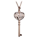 Rose Gold Plated Heart Key w/White Resin and Chain